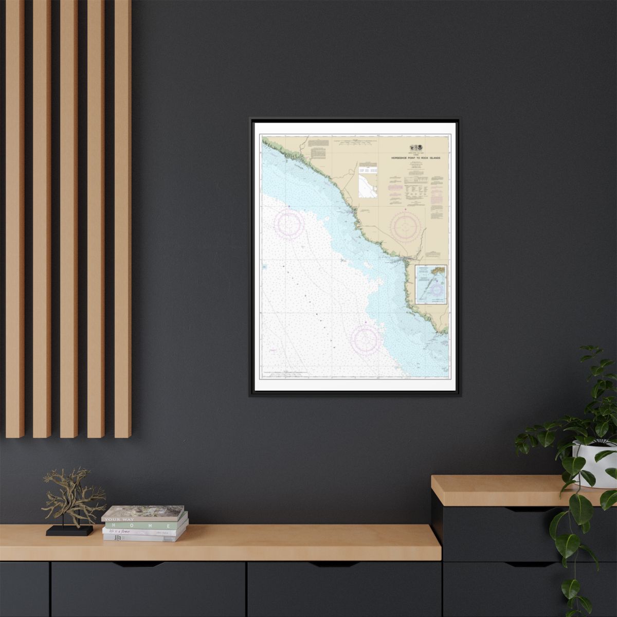 Chart 11407 Horseshoe Point to Rock Islands;Horseshoe Beach - NOAA Nautical Chart Floating Frame Canvas | 24" x 32" | 30" x 40" - Black context-2