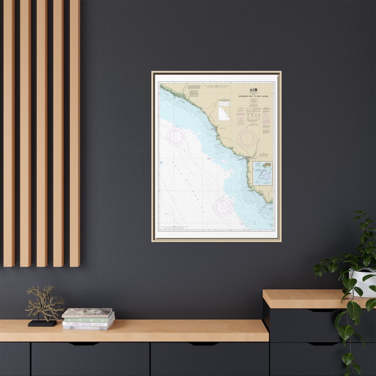 Chart 11407 Horseshoe Point to Rock Islands;Horseshoe Beach - NOAA Nautical Chart Floating Frame Canvas | 24" x 32" | 30" x 40" - Natural context-2