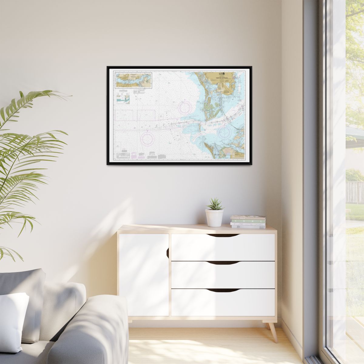 Chart 11415 Tampa Bay Entrance; Manatee River Extension - NOAA Nautical Chart Floating Frame Canvas | 30" x 20" | 36" x 24" | 48" x 32" - Black context-1