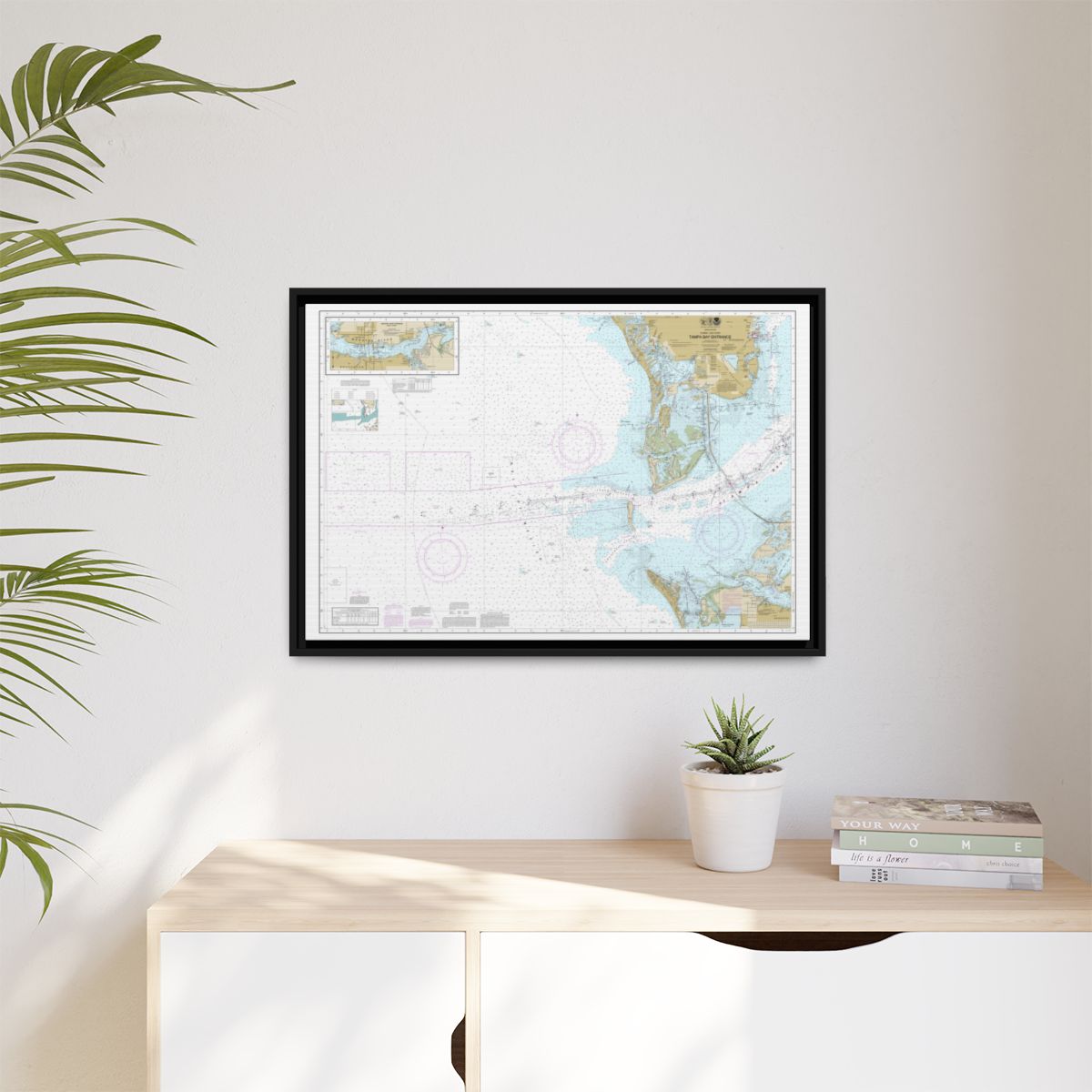 Chart 11415 Tampa Bay Entrance; Manatee River Extension - NOAA Nautical Chart Floating Frame Canvas | 30" x 20" | 36" x 24" | 48" x 32" - Black context-1