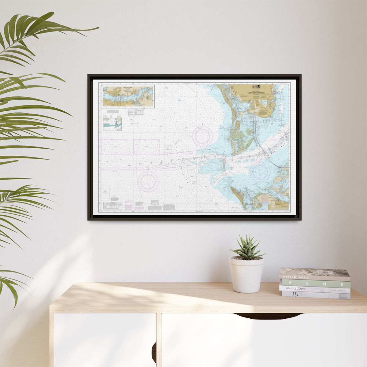 Chart 11415 Tampa Bay Entrance; Manatee River Extension - NOAA Nautical Chart Floating Frame Canvas | 30" x 20" | 36" x 24" | 48" x 32" - Espresso context-1