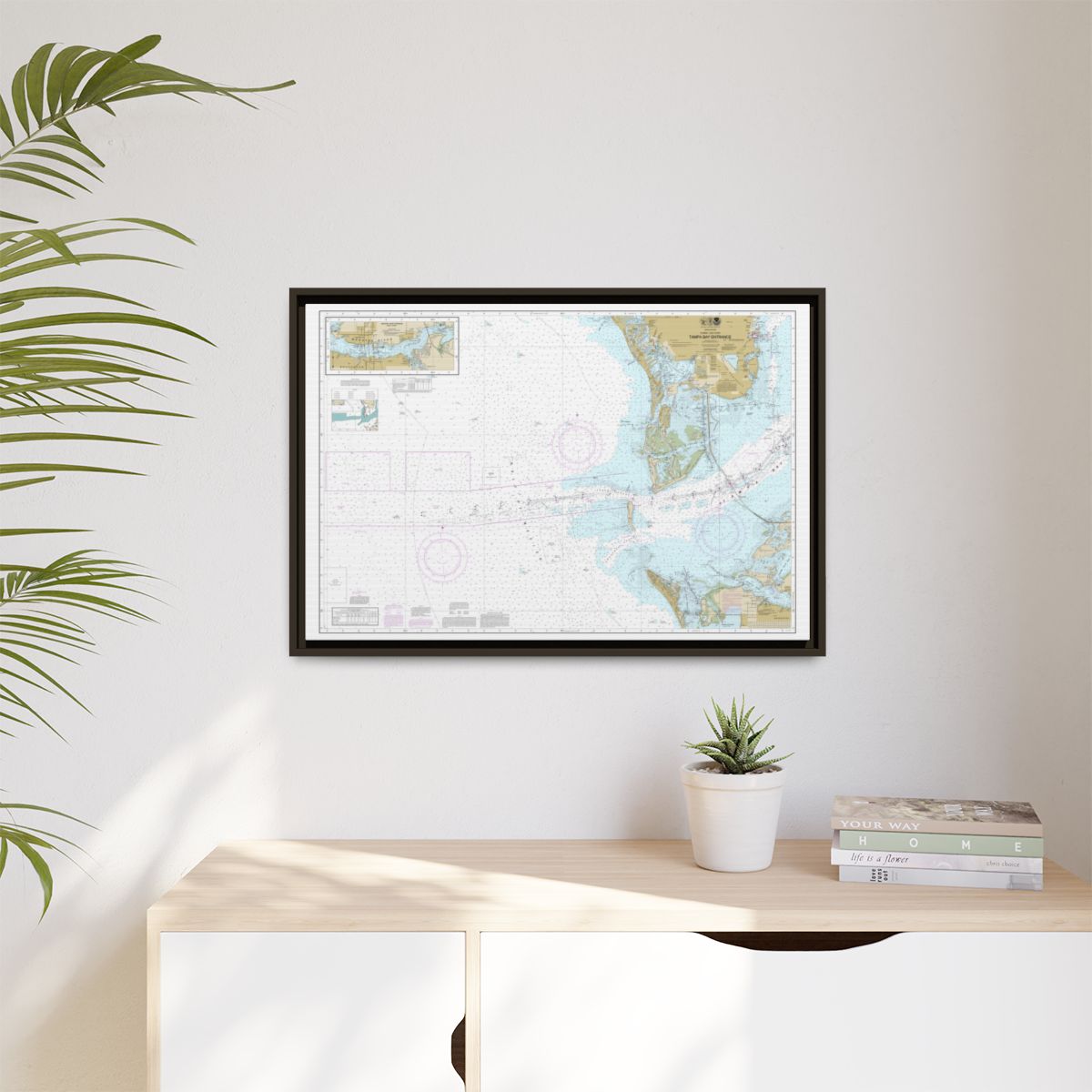 Chart 11415 Tampa Bay Entrance; Manatee River Extension - NOAA Nautical Chart Floating Frame Canvas | 30" x 20" | 36" x 24" | 48" x 32" - Espresso context-1