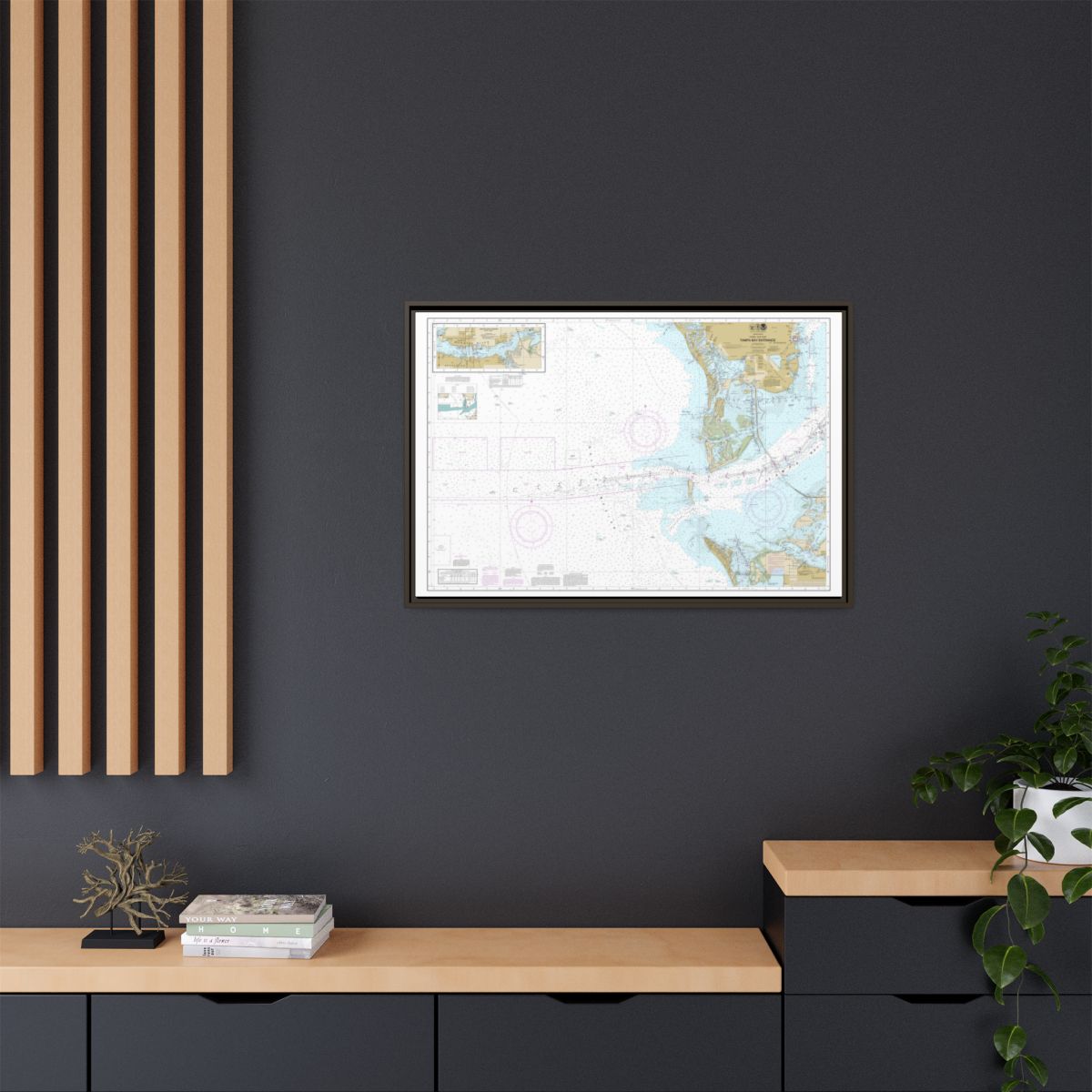 Chart 11415 Tampa Bay Entrance; Manatee River Extension - NOAA Nautical Chart Floating Frame Canvas | 30" x 20" | 36" x 24" | 48" x 32" - Espresso context-2