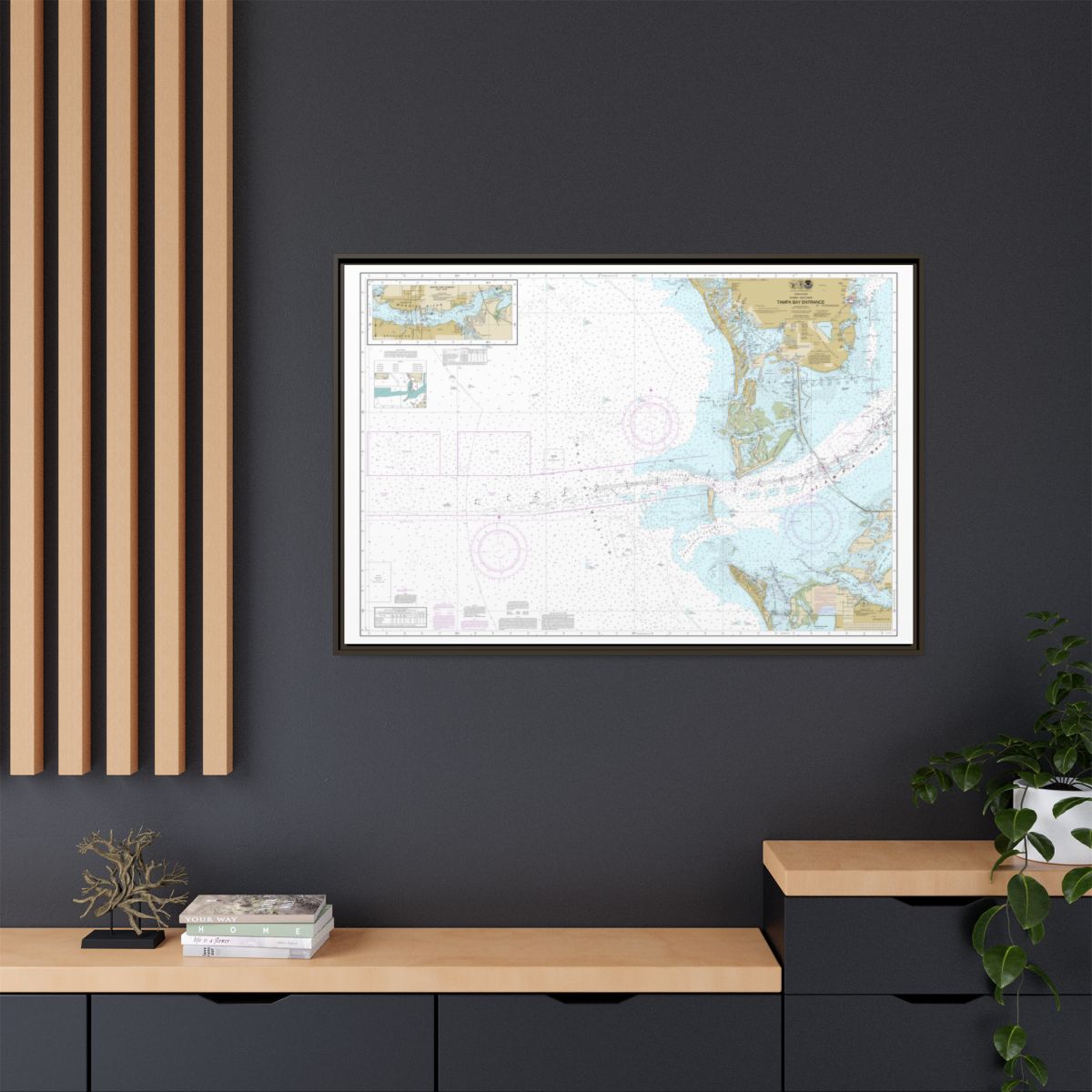Chart 11415 Tampa Bay Entrance; Manatee River Extension - NOAA Nautical Chart Floating Frame Canvas | 30" x 20" | 36" x 24" | 48" x 32" - Espresso context-2