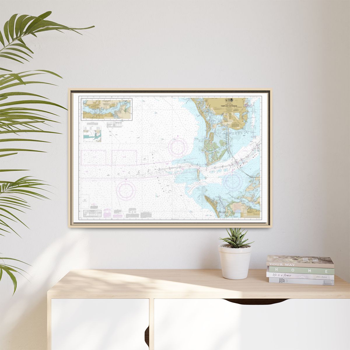 Chart 11415 Tampa Bay Entrance; Manatee River Extension - NOAA Nautical Chart Floating Frame Canvas | 30" x 20" | 36" x 24" | 48" x 32" - Natural context-1
