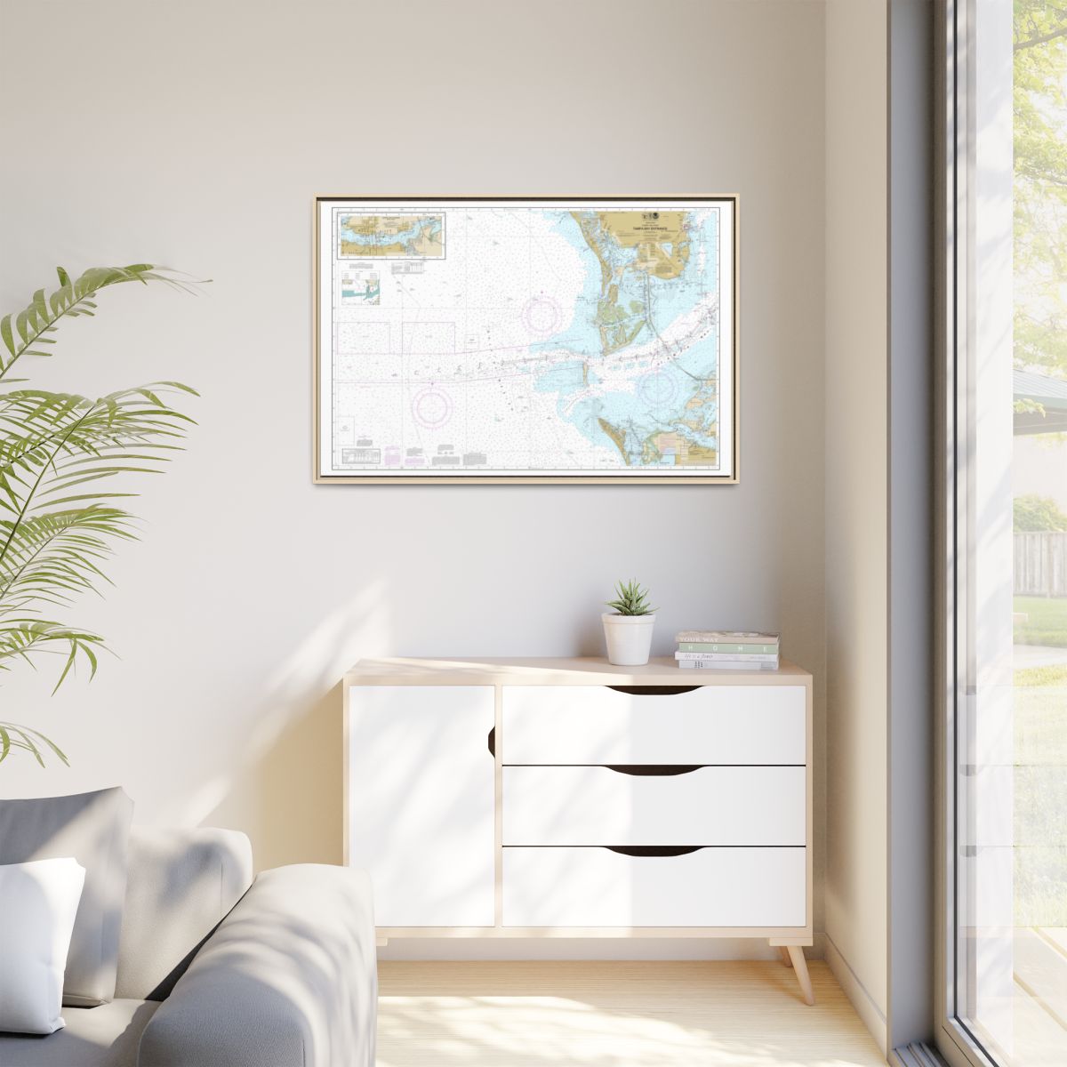 Chart 11415 Tampa Bay Entrance; Manatee River Extension - NOAA Nautical Chart Floating Frame Canvas | 30" x 20" | 36" x 24" | 48" x 32" - Natural context-1
