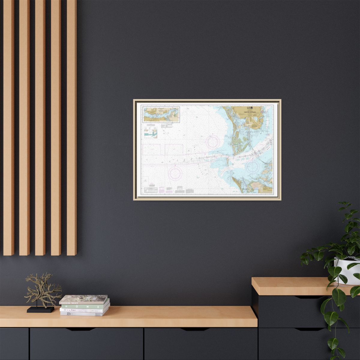 Chart 11415 Tampa Bay Entrance; Manatee River Extension - NOAA Nautical Chart Floating Frame Canvas | 30" x 20" | 36" x 24" | 48" x 32" - Natural context-2
