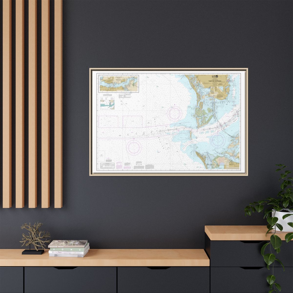 Chart 11415 Tampa Bay Entrance; Manatee River Extension - NOAA Nautical Chart Floating Frame Canvas | 30" x 20" | 36" x 24" | 48" x 32" - Natural context-2