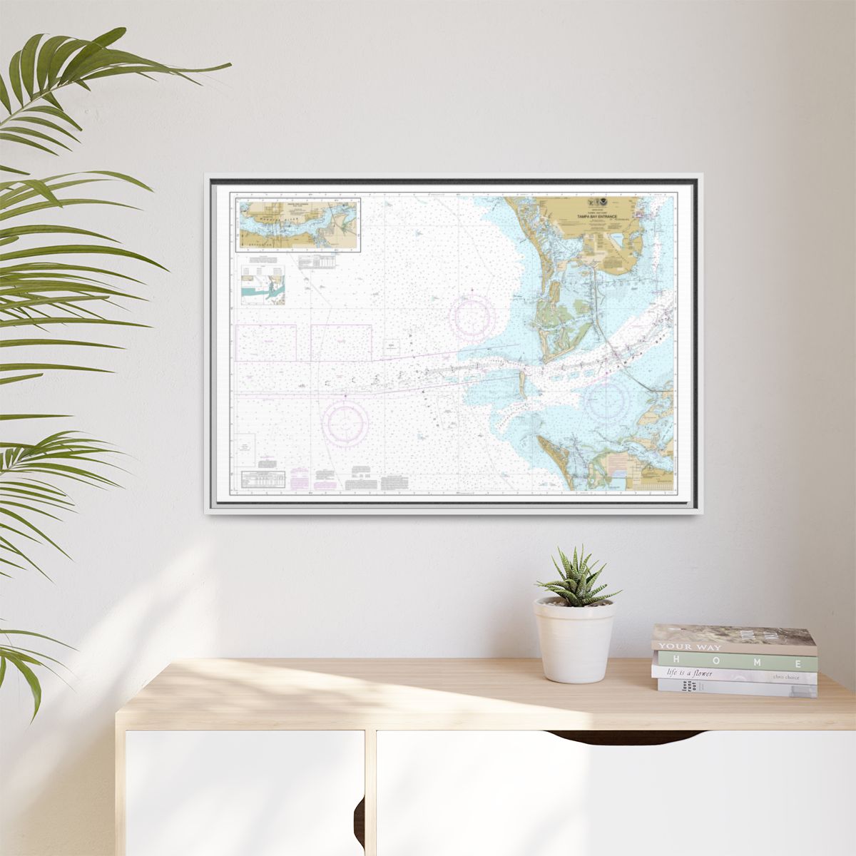 Chart 11415 Tampa Bay Entrance; Manatee River Extension - NOAA Nautical Chart Floating Frame Canvas | 30" x 20" | 36" x 24" | 48" x 32" - White context-1