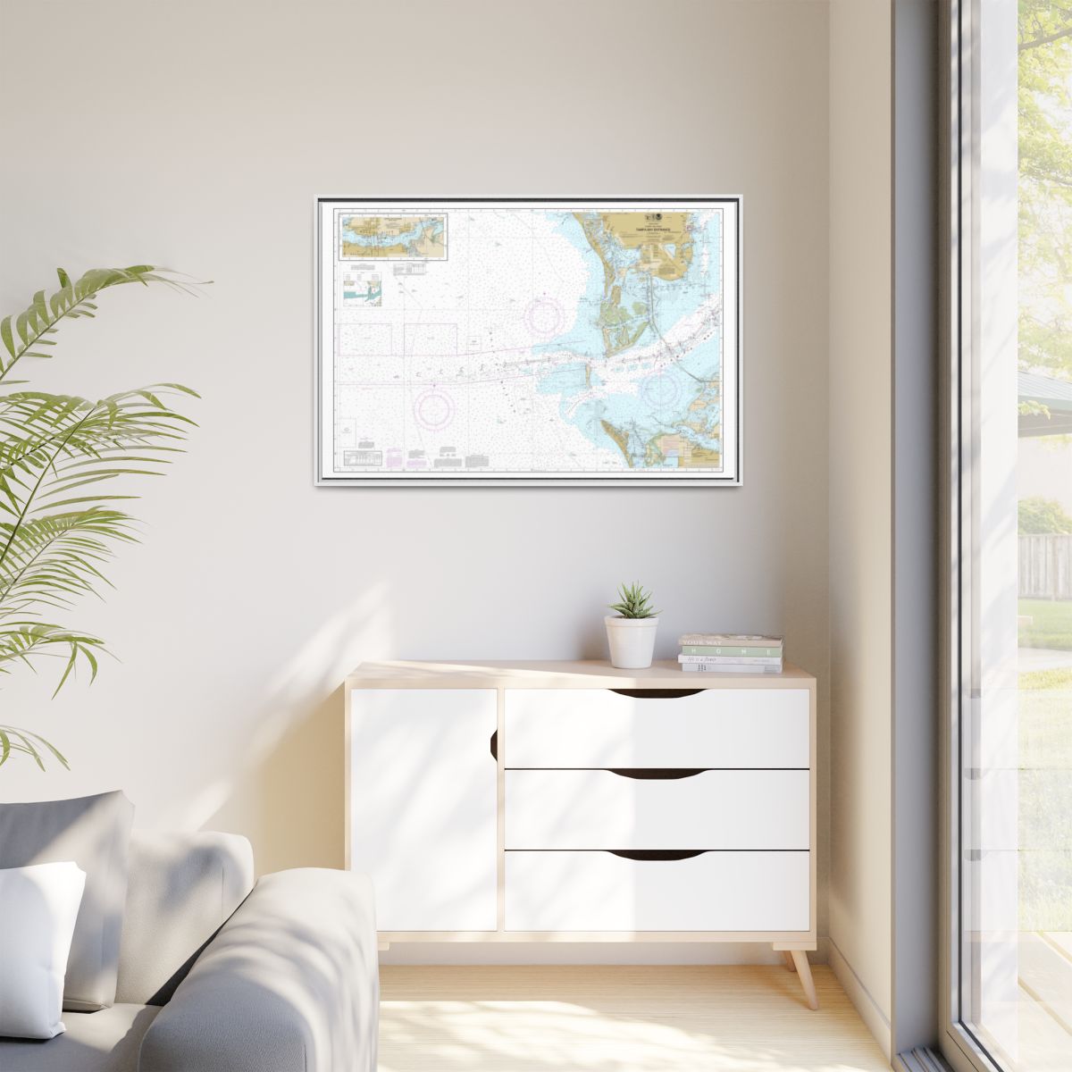 Chart 11415 Tampa Bay Entrance; Manatee River Extension - NOAA Nautical Chart Floating Frame Canvas | 30" x 20" | 36" x 24" | 48" x 32" - White context-1