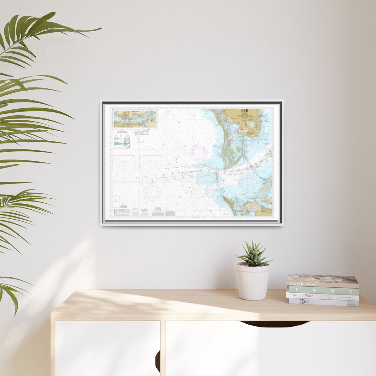 Chart 11415 Tampa Bay Entrance; Manatee River Extension - NOAA Nautical Chart Floating Frame Canvas | 30" x 20" | 36" x 24" | 48" x 32" - White context-1