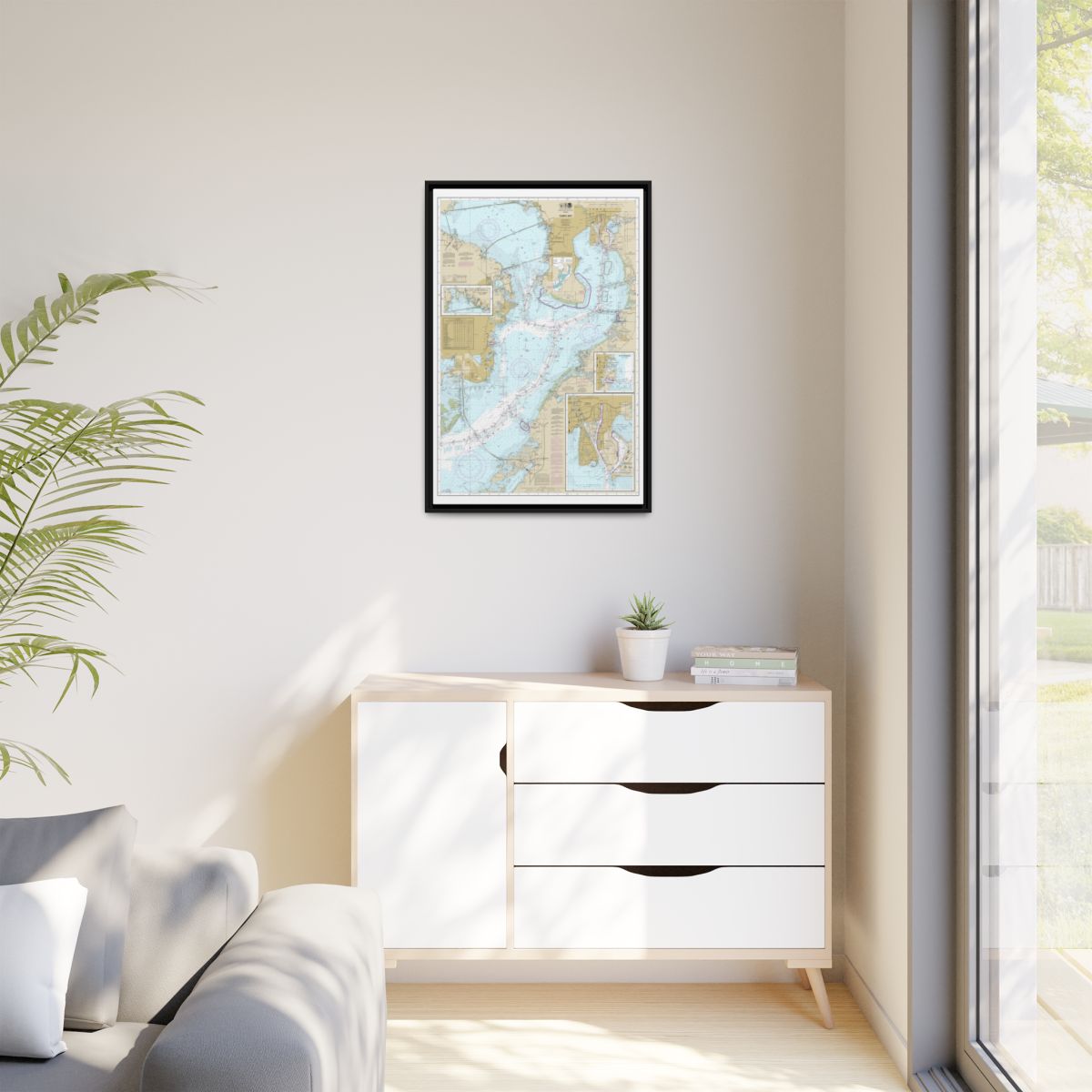 Chart 11416 Tampa Bay;Safety Harbor;St. Petersburg;Tampa - NOAA Nautical Chart Floating Frame Canvas | 20" x 30" | 24" x 36" | 32" x 48" - Black context-1