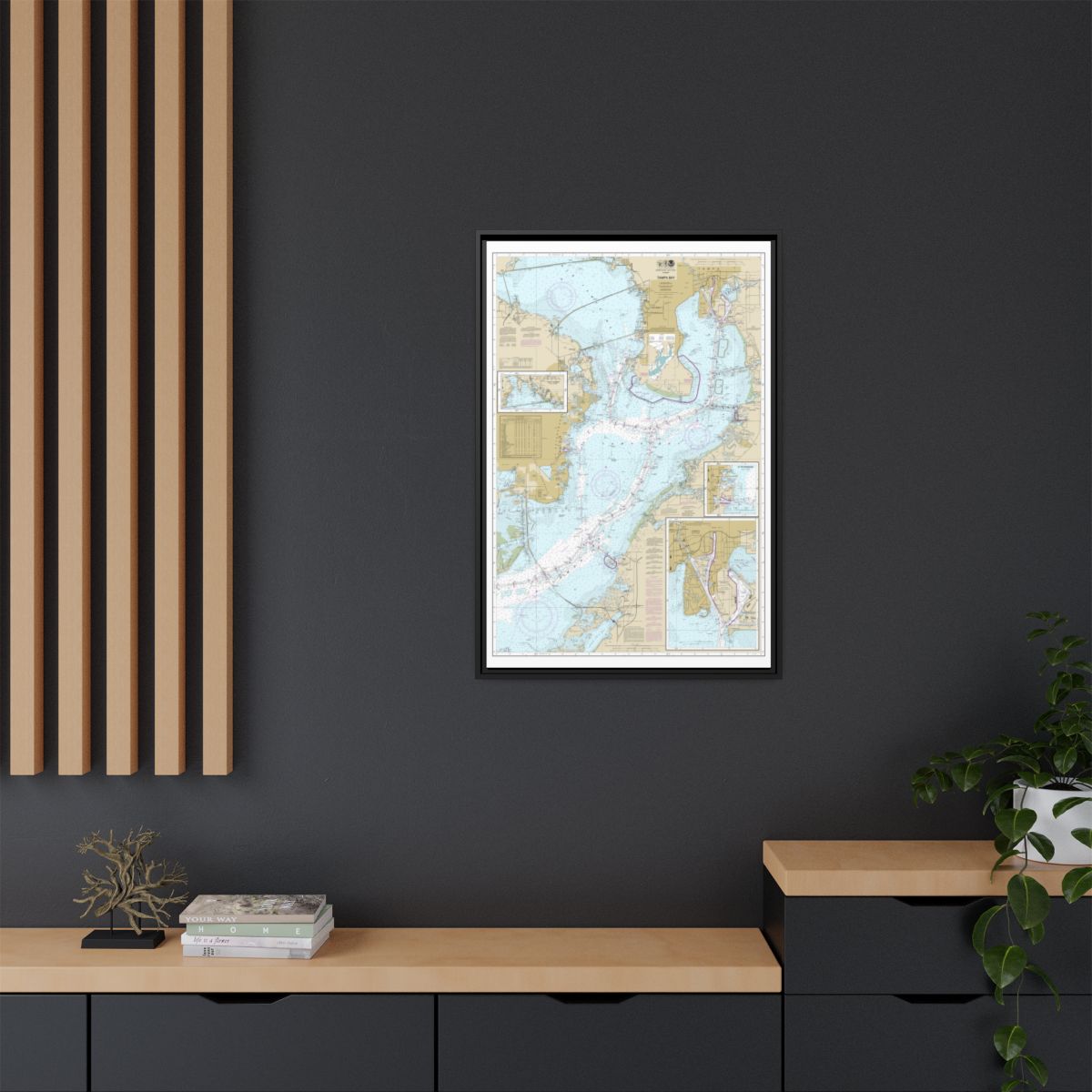 Chart 11416 Tampa Bay;Safety Harbor;St. Petersburg;Tampa - NOAA Nautical Chart Floating Frame Canvas | 20" x 30" | 24" x 36" | 32" x 48" - Black context-2