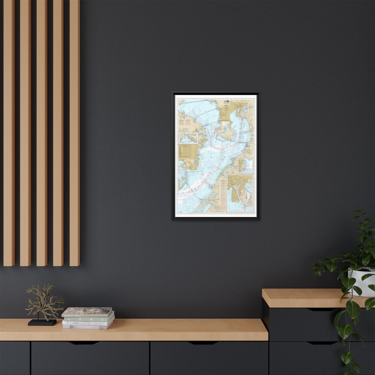 Chart 11416 Tampa Bay;Safety Harbor;St. Petersburg;Tampa - NOAA Nautical Chart Floating Frame Canvas | 20" x 30" | 24" x 36" | 32" x 48" - Black context-2