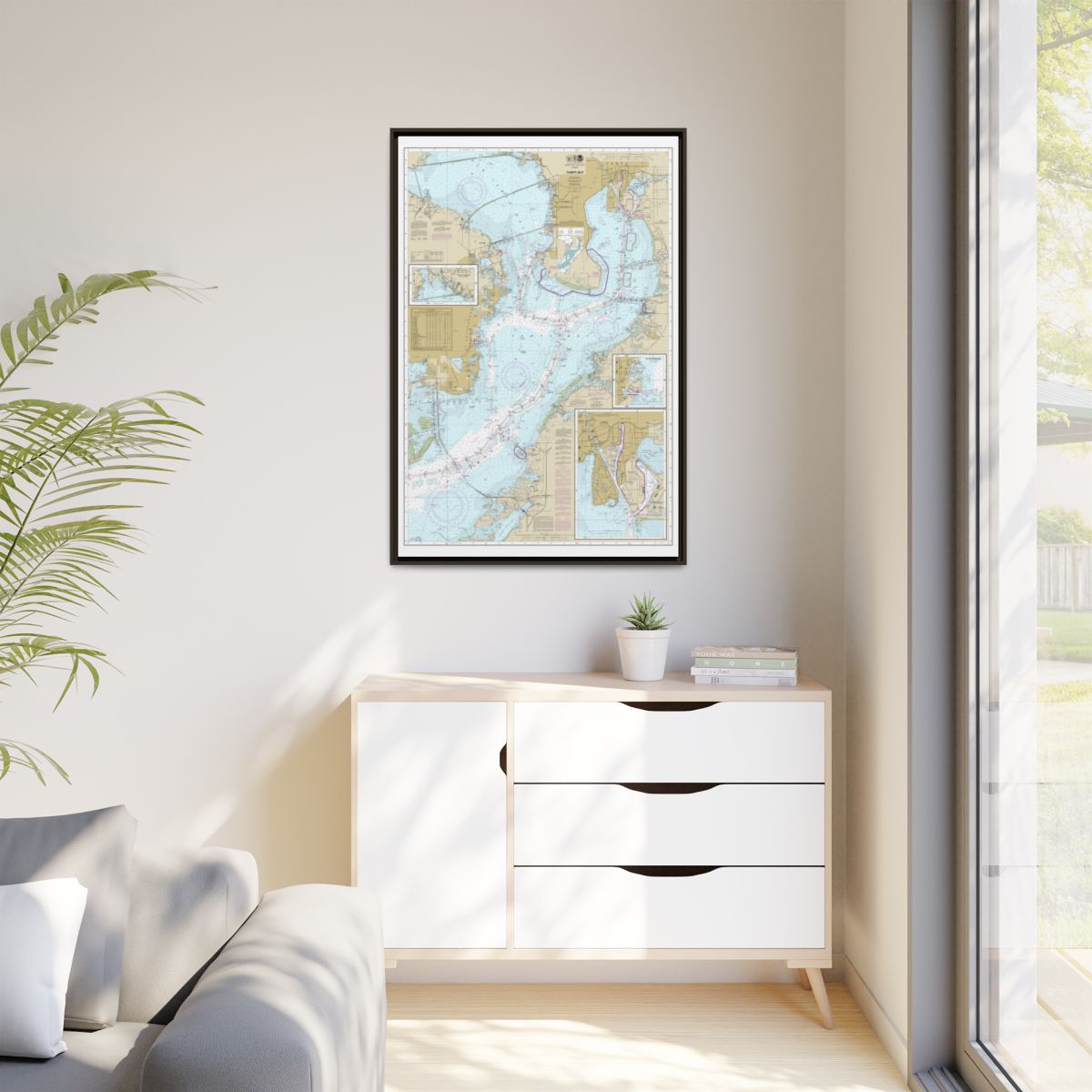 Chart 11416 Tampa Bay;Safety Harbor;St. Petersburg;Tampa - NOAA Nautical Chart Floating Frame Canvas | 20" x 30" | 24" x 36" | 32" x 48" - Espresso context-1
