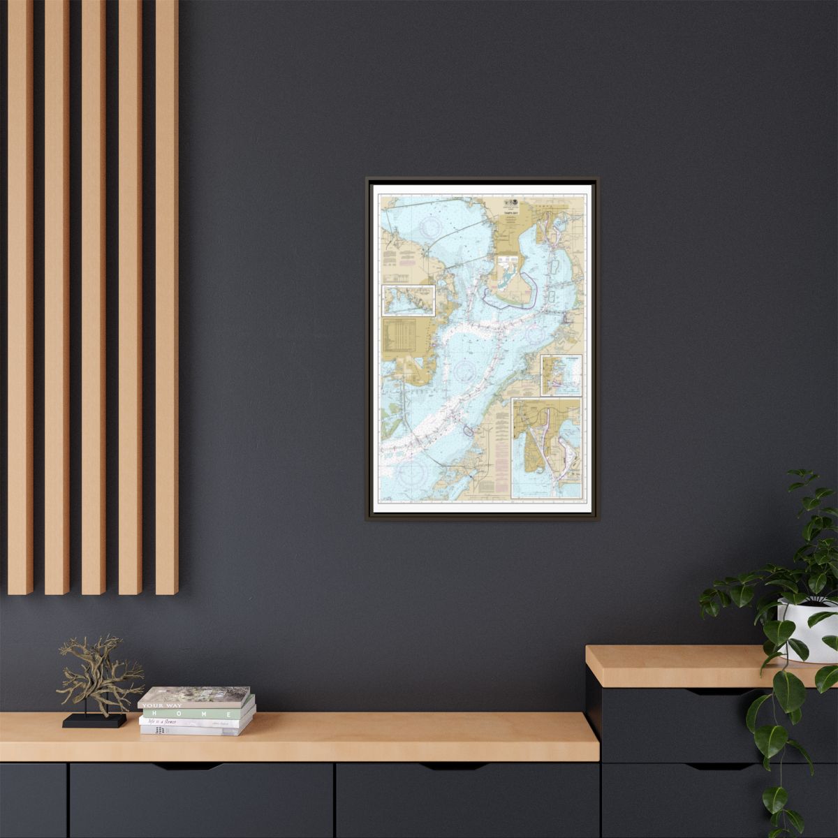 Chart 11416 Tampa Bay;Safety Harbor;St. Petersburg;Tampa - NOAA Nautical Chart Floating Frame Canvas | 20" x 30" | 24" x 36" | 32" x 48" - Espresso context-2
