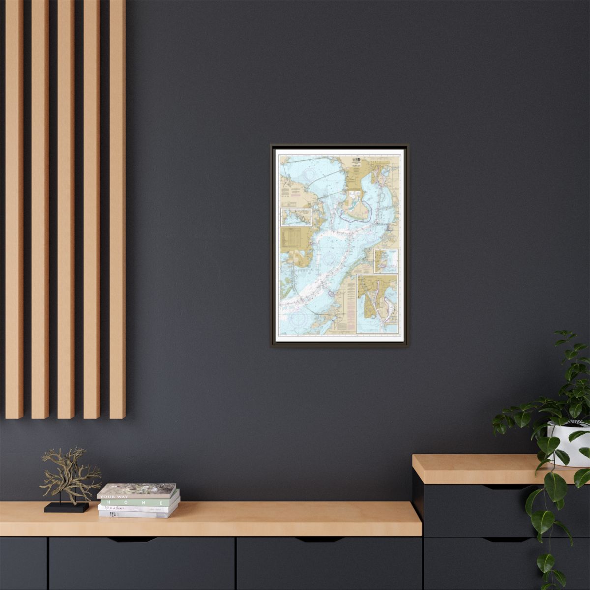 Chart 11416 Tampa Bay;Safety Harbor;St. Petersburg;Tampa - NOAA Nautical Chart Floating Frame Canvas | 20" x 30" | 24" x 36" | 32" x 48" - Espresso context-2