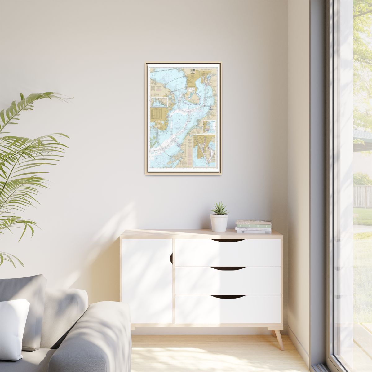 Chart 11416 Tampa Bay;Safety Harbor;St. Petersburg;Tampa - NOAA Nautical Chart Floating Frame Canvas | 20" x 30" | 24" x 36" | 32" x 48" - Natural context-1
