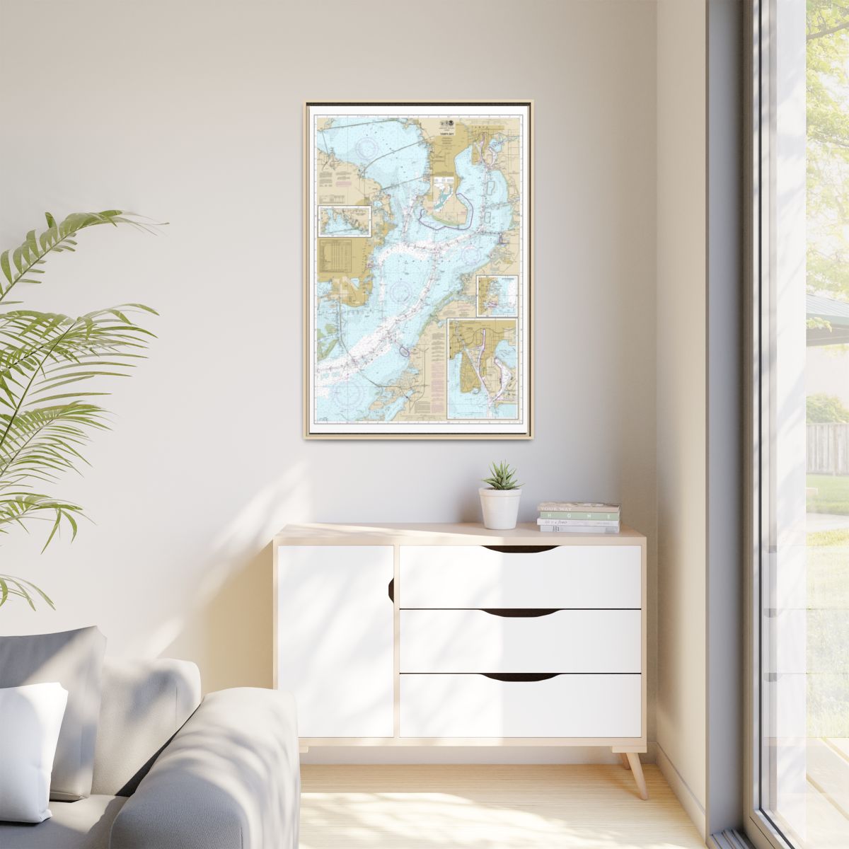 Chart 11416 Tampa Bay;Safety Harbor;St. Petersburg;Tampa - NOAA Nautical Chart Floating Frame Canvas | 20" x 30" | 24" x 36" | 32" x 48" - Natural context-1