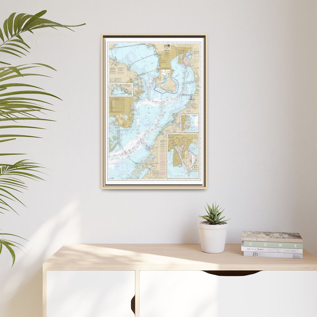 Chart 11416 Tampa Bay;Safety Harbor;St. Petersburg;Tampa - NOAA Nautical Chart Floating Frame Canvas | 20" x 30" | 24" x 36" | 32" x 48" - Natural context-1