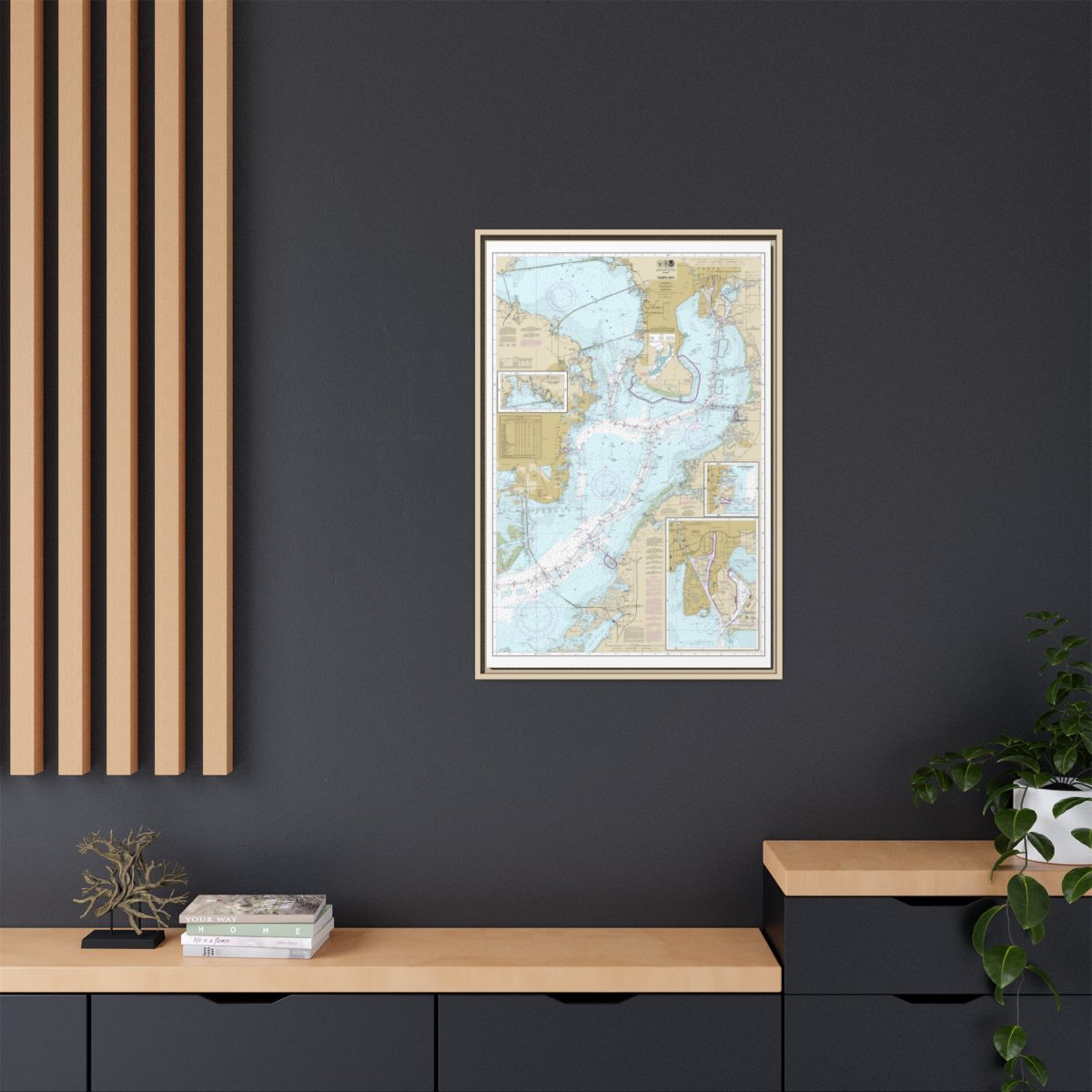 Chart 11416 Tampa Bay;Safety Harbor;St. Petersburg;Tampa - NOAA Nautical Chart Floating Frame Canvas | 20" x 30" | 24" x 36" | 32" x 48" - Natural context-2