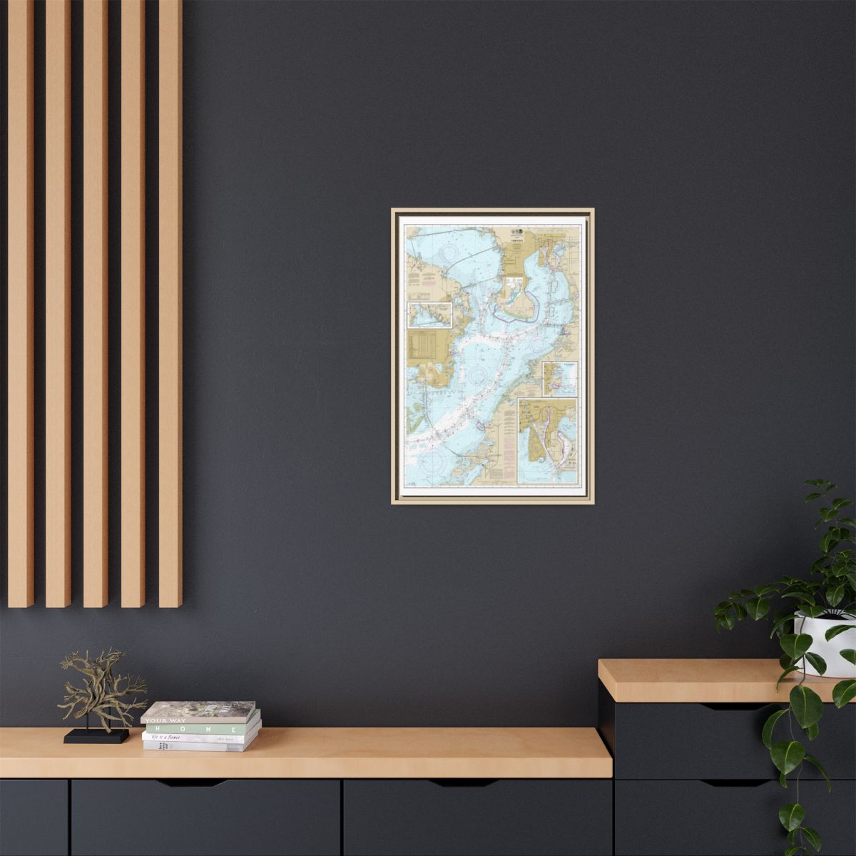 Chart 11416 Tampa Bay;Safety Harbor;St. Petersburg;Tampa - NOAA Nautical Chart Floating Frame Canvas | 20" x 30" | 24" x 36" | 32" x 48" - Natural context-2
