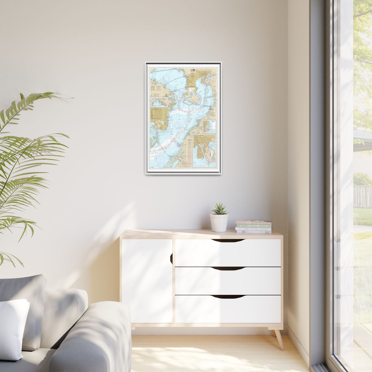 Chart 11416 Tampa Bay;Safety Harbor;St. Petersburg;Tampa - NOAA Nautical Chart Floating Frame Canvas | 20" x 30" | 24" x 36" | 32" x 48" - White context-1