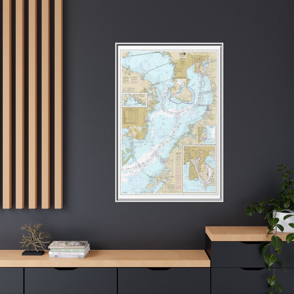 Chart 11416 Tampa Bay;Safety Harbor;St. Petersburg;Tampa - NOAA Nautical Chart Floating Frame Canvas | 20" x 30" | 24" x 36" | 32" x 48" - White context-2