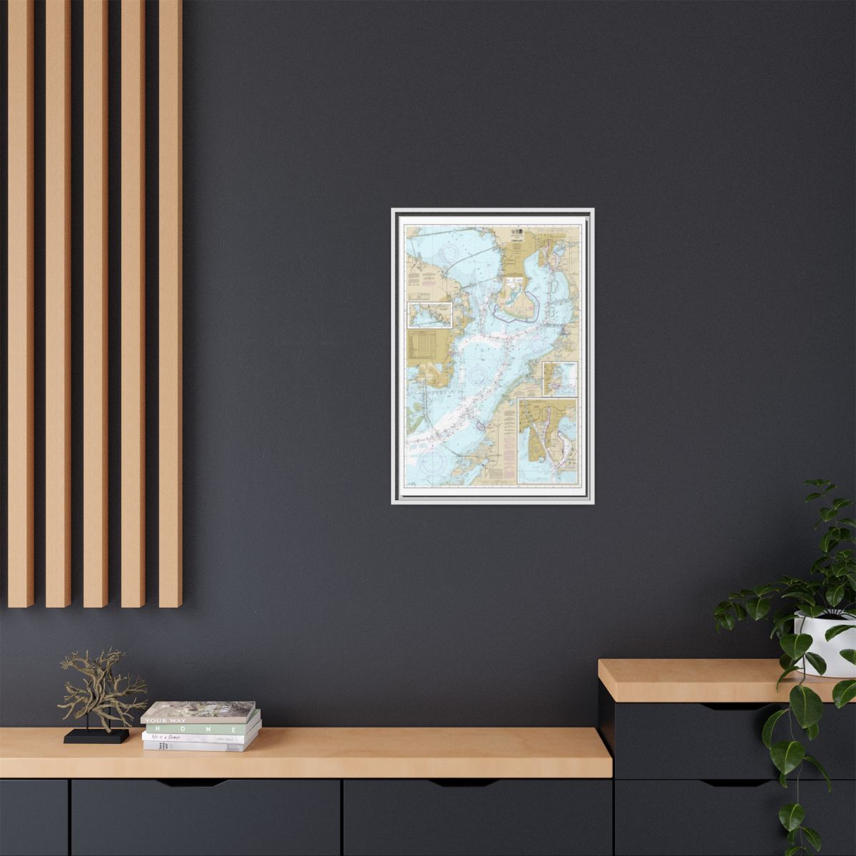 Chart 11416 Tampa Bay;Safety Harbor;St. Petersburg;Tampa - NOAA Nautical Chart Floating Frame Canvas | 20" x 30" | 24" x 36" | 32" x 48" - White context-2