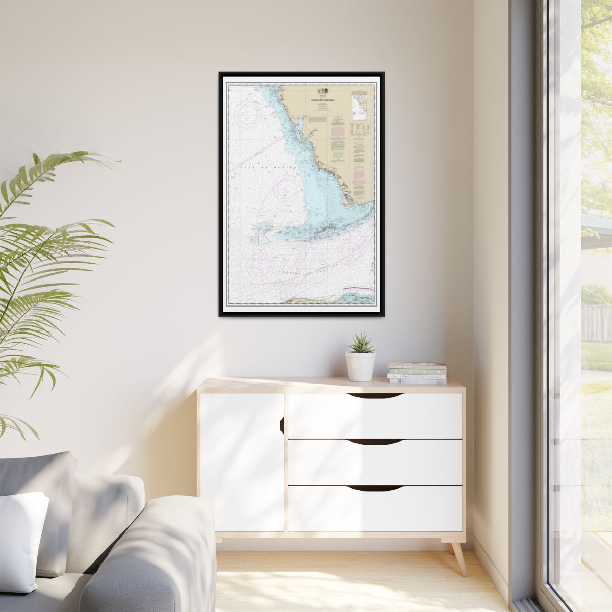 Chart 11420 Havana to Tampa Bay - NOAA Nautical Chart Floating Frame Canvas | 20" x 30" | 24" x 36" | 32" x 48" - Black context-1