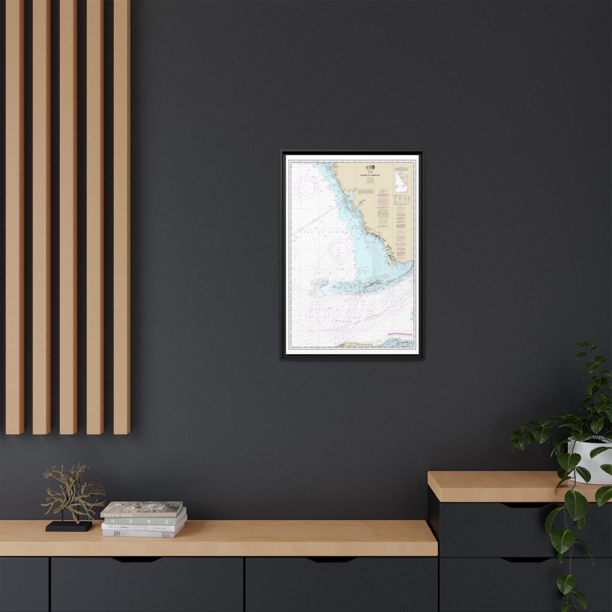 Chart 11420 Havana to Tampa Bay - NOAA Nautical Chart Floating Frame Canvas | 20" x 30" | 24" x 36" | 32" x 48" - Black context-2