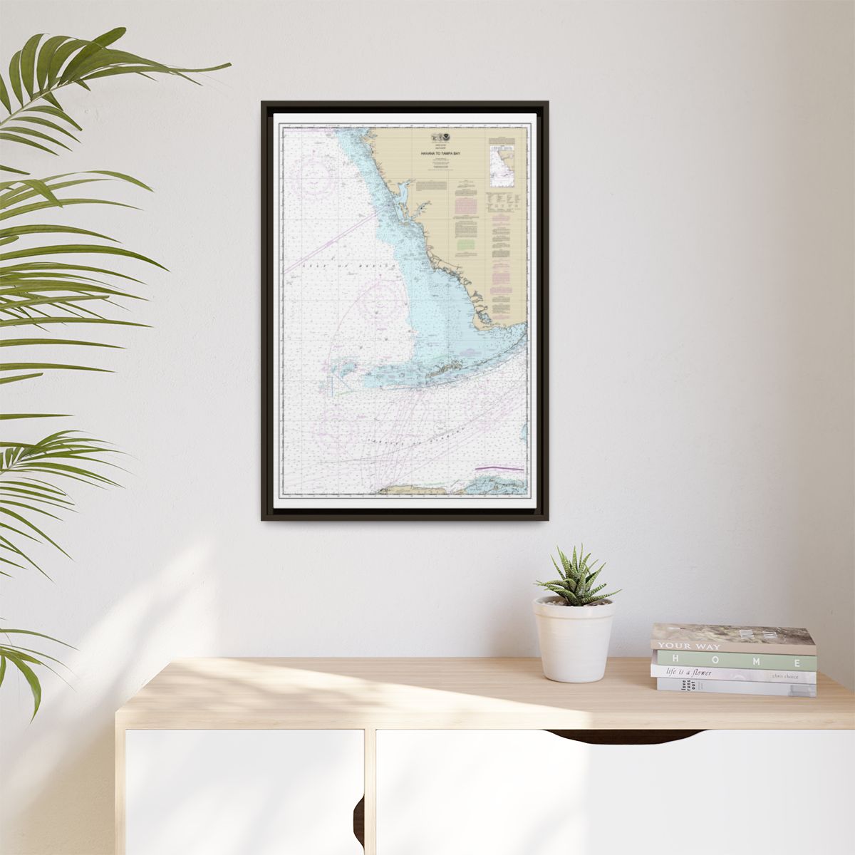 Chart 11420 Havana to Tampa Bay - NOAA Nautical Chart Floating Frame Canvas | 20" x 30" | 24" x 36" | 32" x 48" - Espresso context-1