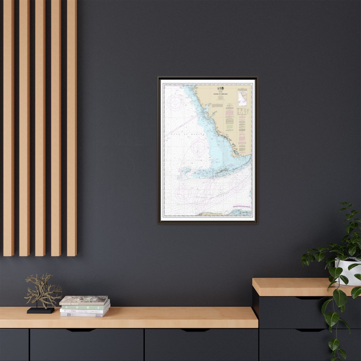 Chart 11420 Havana to Tampa Bay - NOAA Nautical Chart Floating Frame Canvas | 20" x 30" | 24" x 36" | 32" x 48" - Espresso context-2