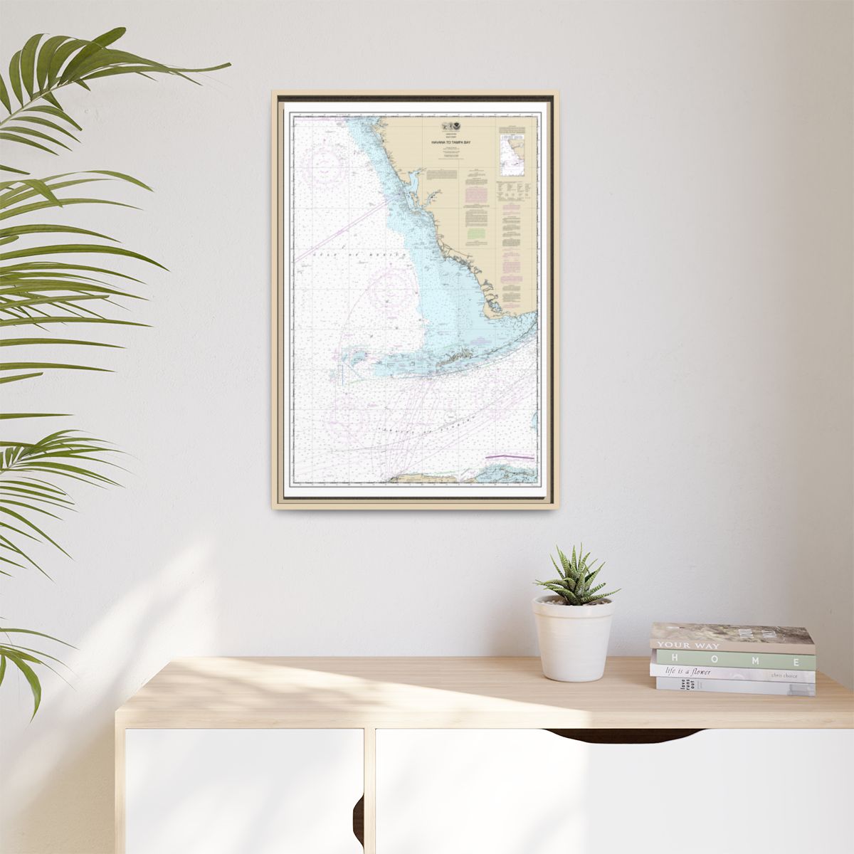 Chart 11420 Havana to Tampa Bay - NOAA Nautical Chart Floating Frame Canvas | 20" x 30" | 24" x 36" | 32" x 48" - Natural context-1