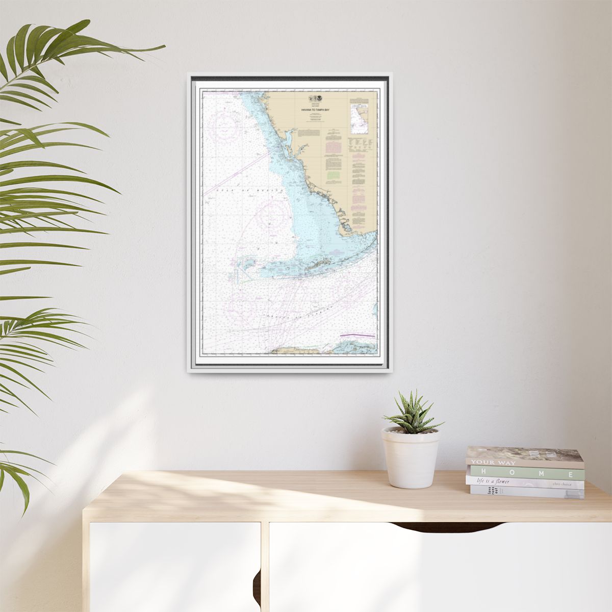 Chart 11420 Havana to Tampa Bay - NOAA Nautical Chart Floating Frame Canvas | 20" x 30" | 24" x 36" | 32" x 48" - White context-1