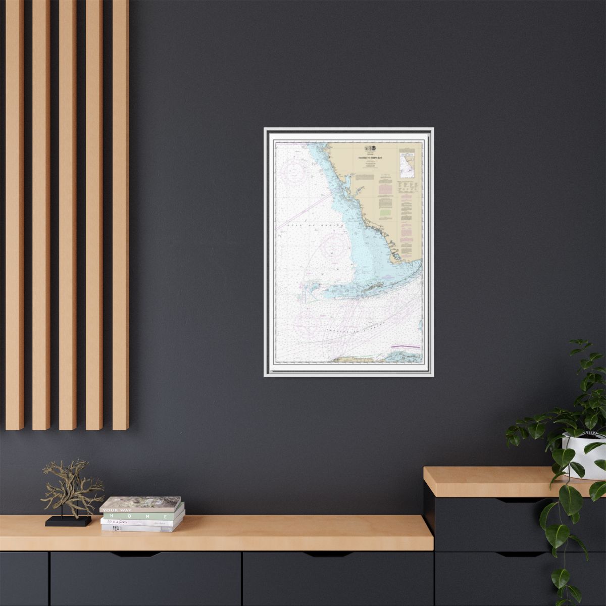 Chart 11420 Havana to Tampa Bay - NOAA Nautical Chart Floating Frame Canvas | 20" x 30" | 24" x 36" | 32" x 48" - White context-2