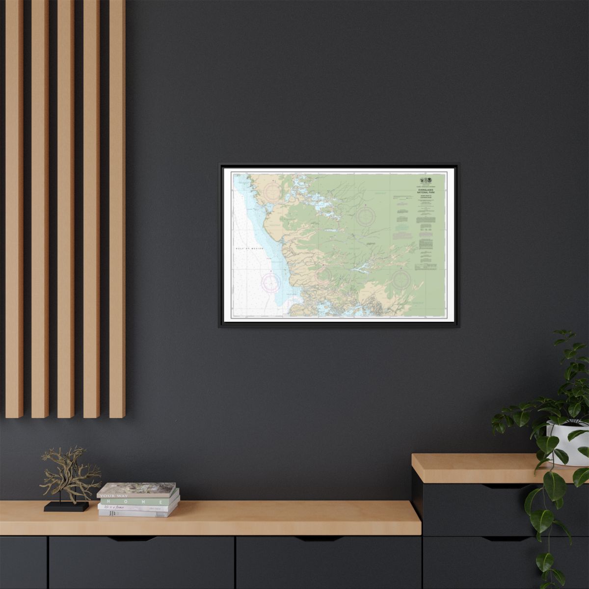 Chart 11432 Everglades National Park Shark River to Lostmans River - NOAA Nautical Chart Floating Frame Canvas | 30" x 20" | 36" x 24" | 48" x 32" - Black context-2