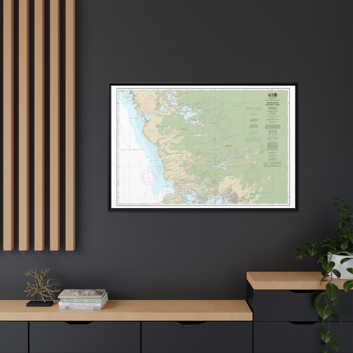 Chart 11432 Everglades National Park Shark River to Lostmans River - NOAA Nautical Chart Floating Frame Canvas | 30" x 20" | 36" x 24" | 48" x 32" - Black context-2
