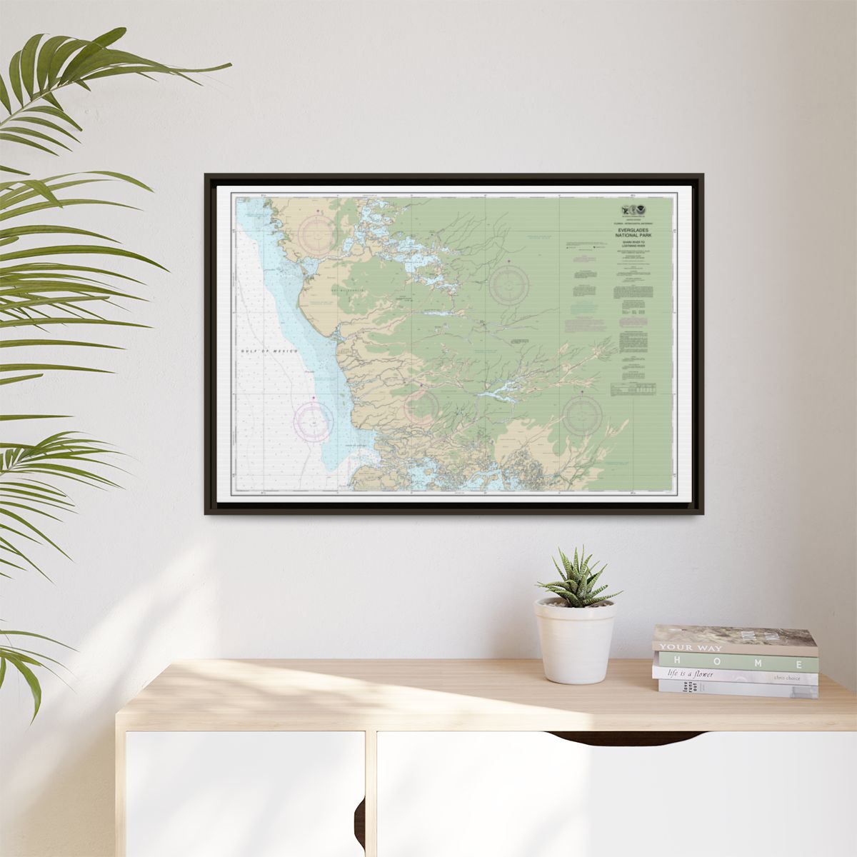 Chart 11432 Everglades National Park Shark River to Lostmans River - NOAA Nautical Chart Floating Frame Canvas | 30" x 20" | 36" x 24" | 48" x 32" - Espresso context-1