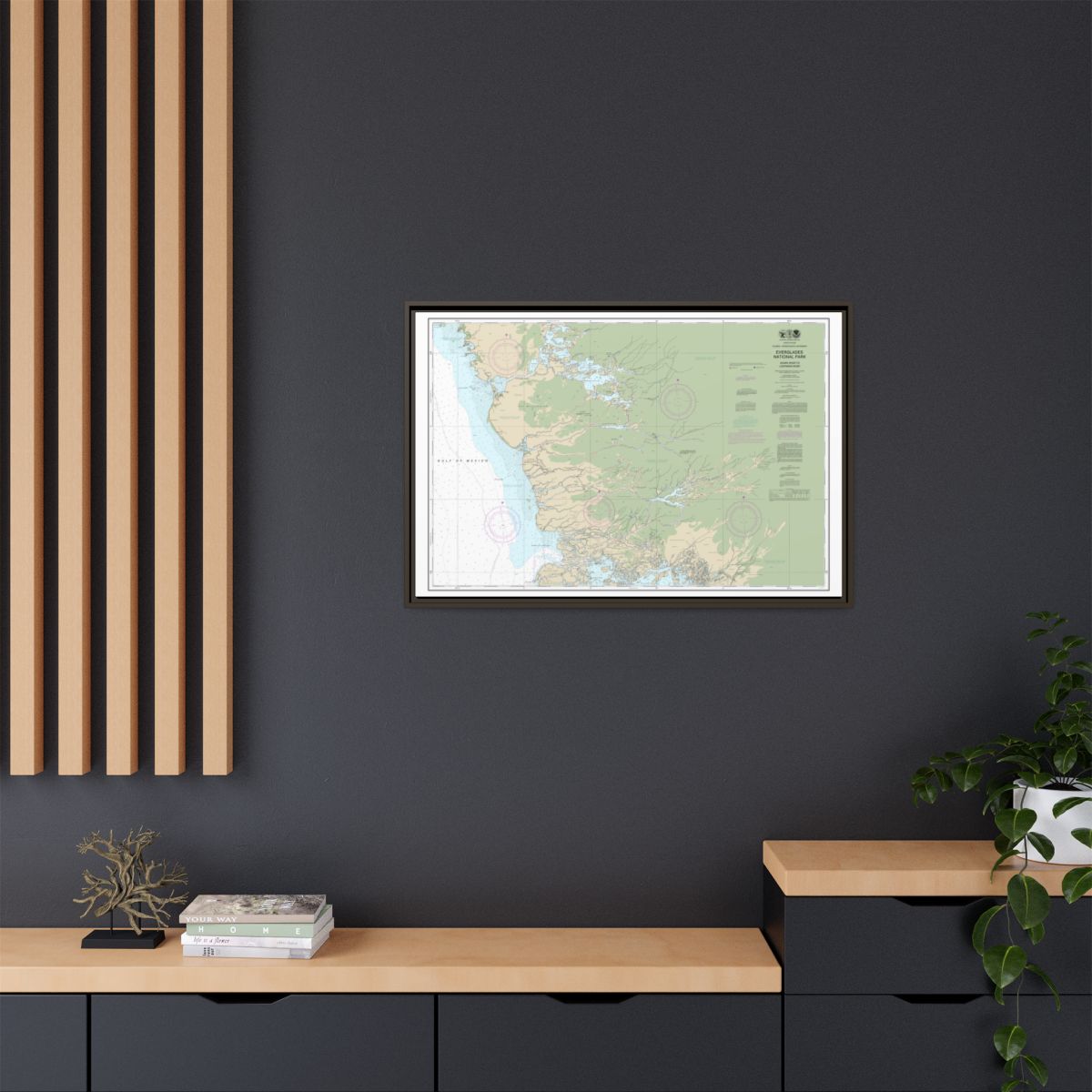Chart 11432 Everglades National Park Shark River to Lostmans River - NOAA Nautical Chart Floating Frame Canvas | 30" x 20" | 36" x 24" | 48" x 32" - Espresso context-2