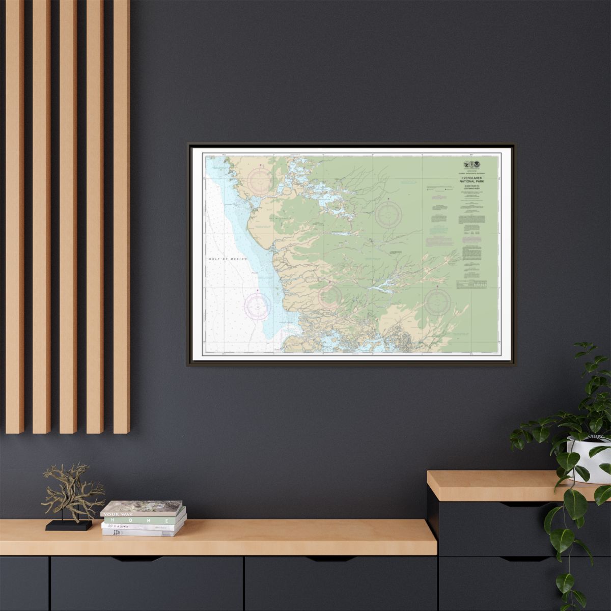 Chart 11432 Everglades National Park Shark River to Lostmans River - NOAA Nautical Chart Floating Frame Canvas | 30" x 20" | 36" x 24" | 48" x 32" - Espresso context-2