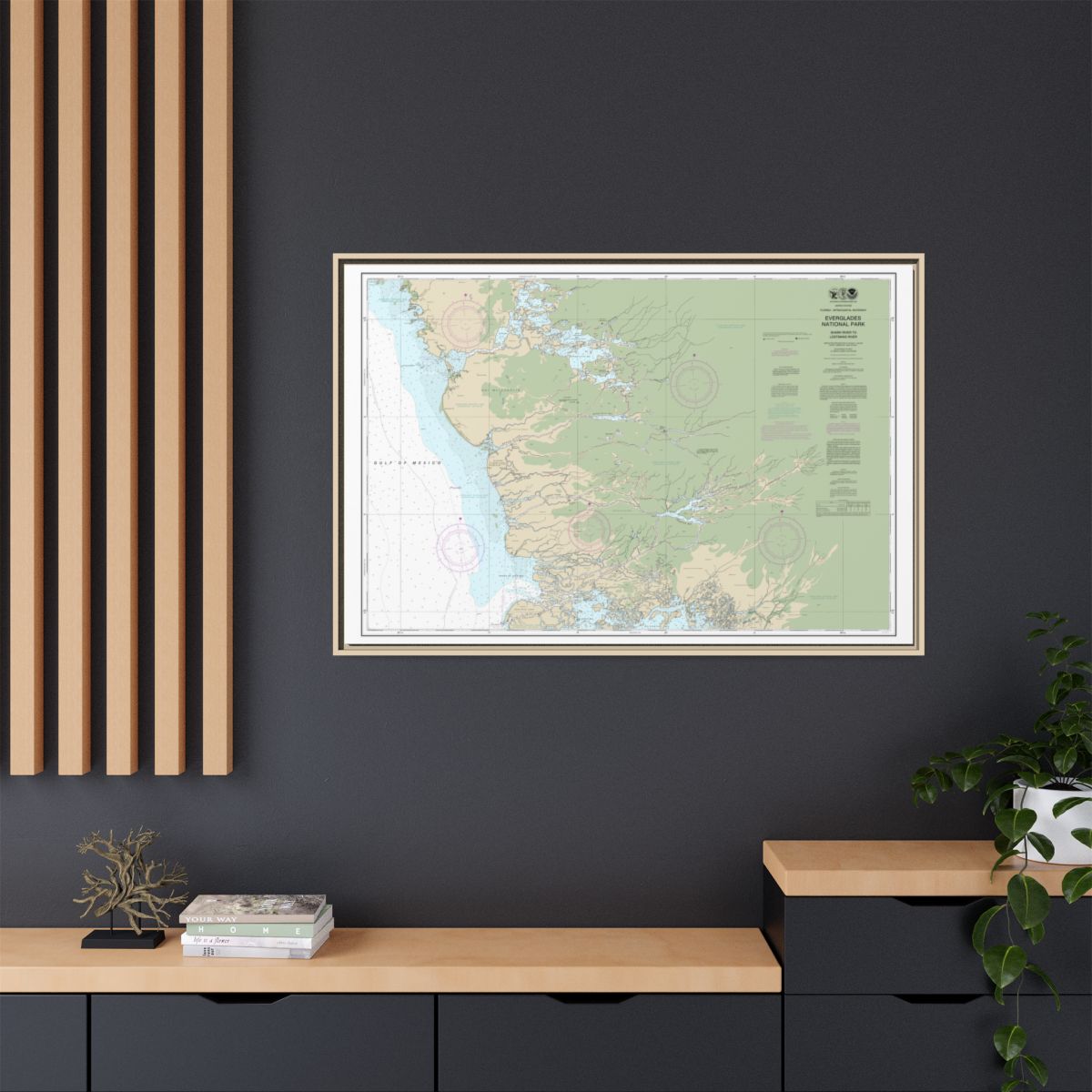 Chart 11432 Everglades National Park Shark River to Lostmans River - NOAA Nautical Chart Floating Frame Canvas | 30" x 20" | 36" x 24" | 48" x 32" - Natural context-2