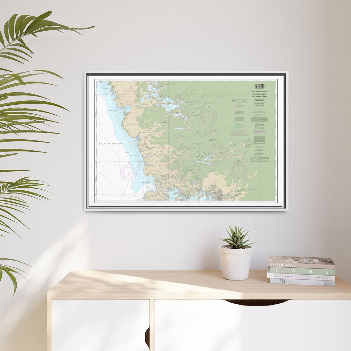 Chart 11432 Everglades National Park Shark River to Lostmans River - NOAA Nautical Chart Floating Frame Canvas | 30" x 20" | 36" x 24" | 48" x 32" - White context-1