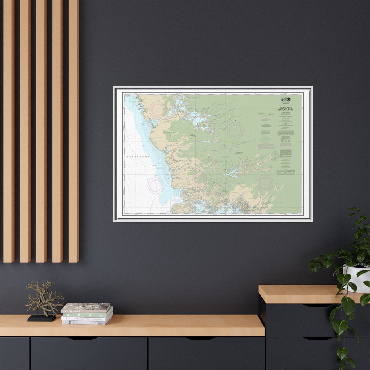 Chart 11432 Everglades National Park Shark River to Lostmans River - NOAA Nautical Chart Floating Frame Canvas | 30" x 20" | 36" x 24" | 48" x 32" - White context-2