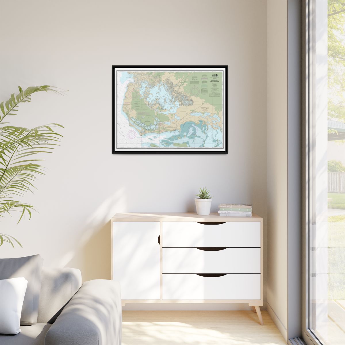 Chart 11433 Everglades National Park Whitewater Bay - NOAA Nautical Chart Floating Frame Canvas | 32" x 24" | 40" x 30" - Black context-1