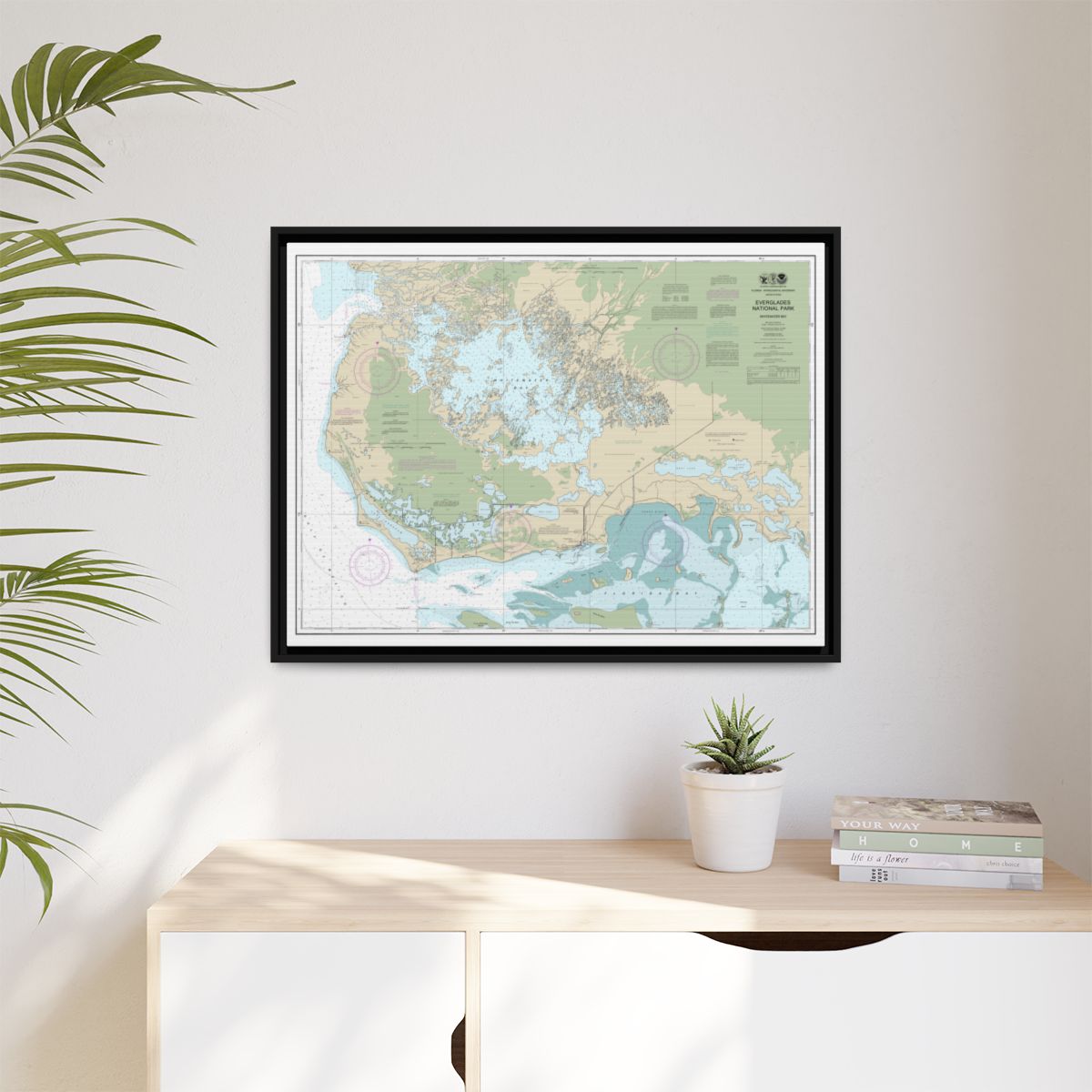 Chart 11433 Everglades National Park Whitewater Bay - NOAA Nautical Chart Floating Frame Canvas | 32" x 24" | 40" x 30" - Black context-1