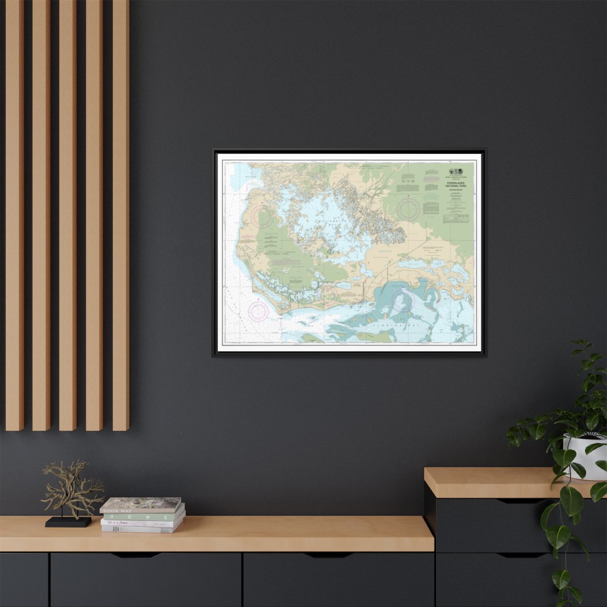 Chart 11433 Everglades National Park Whitewater Bay - NOAA Nautical Chart Floating Frame Canvas | 32" x 24" | 40" x 30" - Black context-2