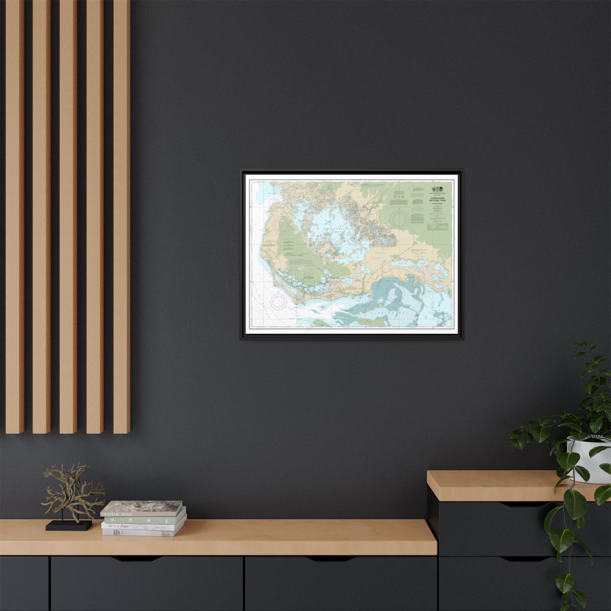 Chart 11433 Everglades National Park Whitewater Bay - NOAA Nautical Chart Floating Frame Canvas | 32" x 24" | 40" x 30" - Black context-2