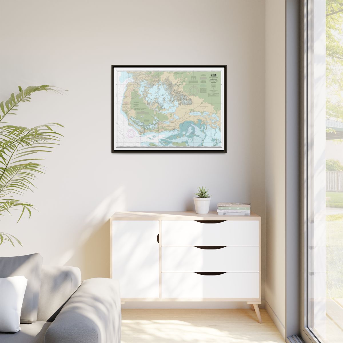 Chart 11433 Everglades National Park Whitewater Bay - NOAA Nautical Chart Floating Frame Canvas | 32" x 24" | 40" x 30" - Espresso context-1