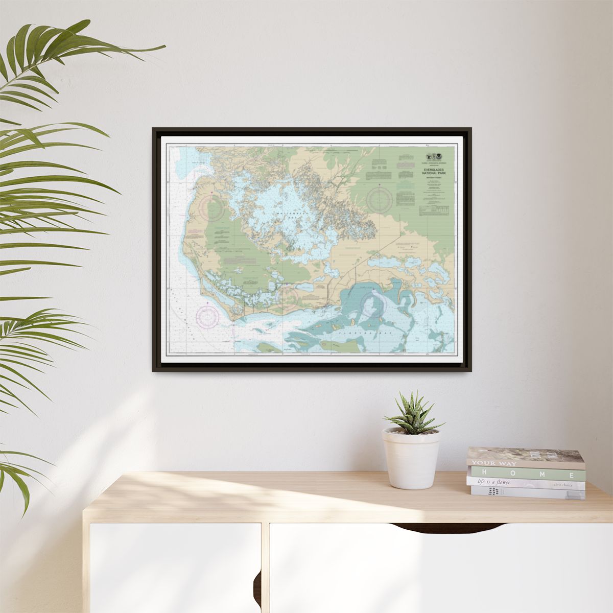 Chart 11433 Everglades National Park Whitewater Bay - NOAA Nautical Chart Floating Frame Canvas | 32" x 24" | 40" x 30" - Espresso context-1